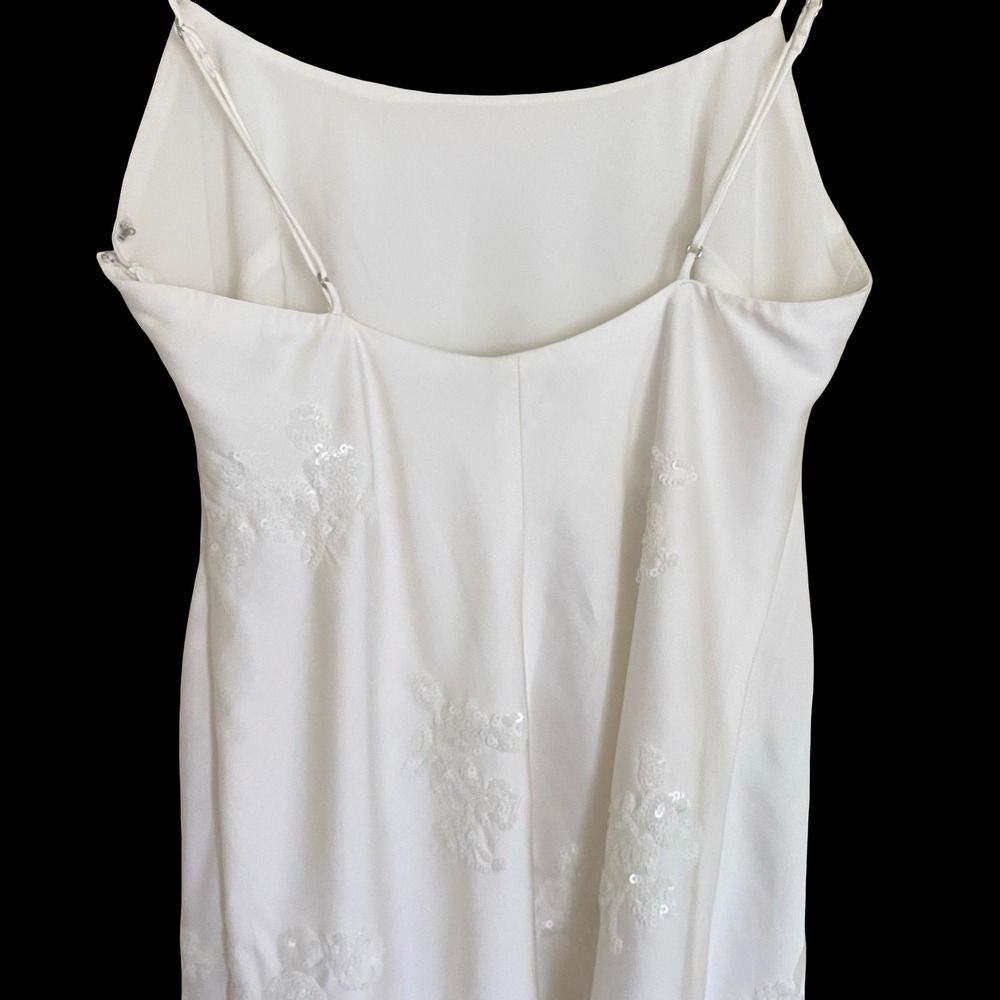Abercrombie & Fitch White Sequin Floral Slip Mini Dress Small Cocktail Y2K Style - Picture 3 of 10